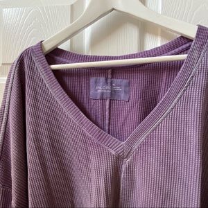 Anthropologie Pilcro Moira Pullover Waffle Thermal Long Sleeve XL